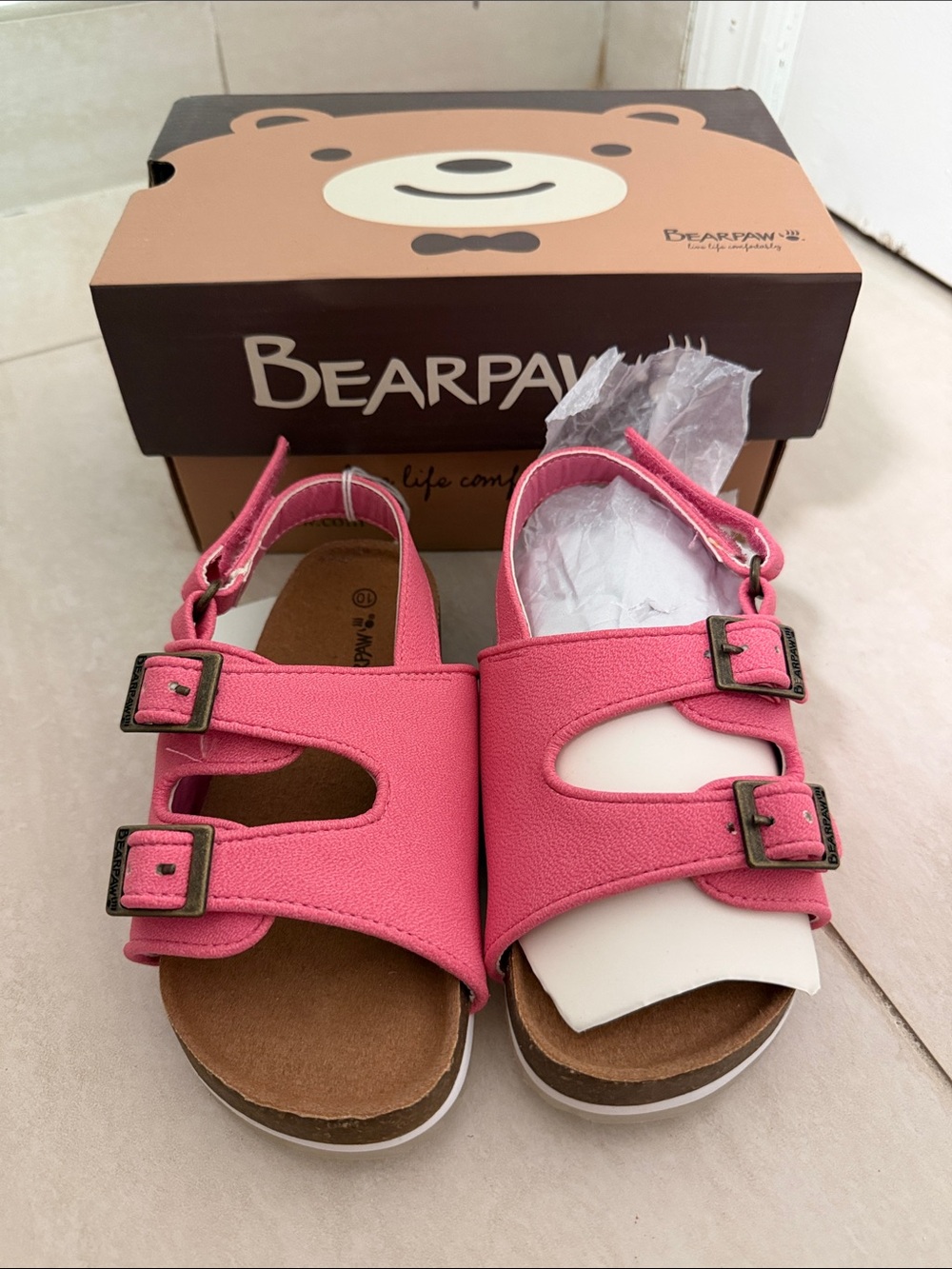 NWT Bearpaw Kids Pink Buckle Sandals
